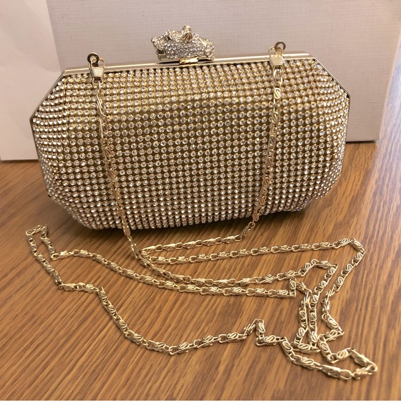 Real Collectibles by Adrienne Rhinestone Panther Clutch w/Shoulder Strap +Bonus - Picture 1 of 9